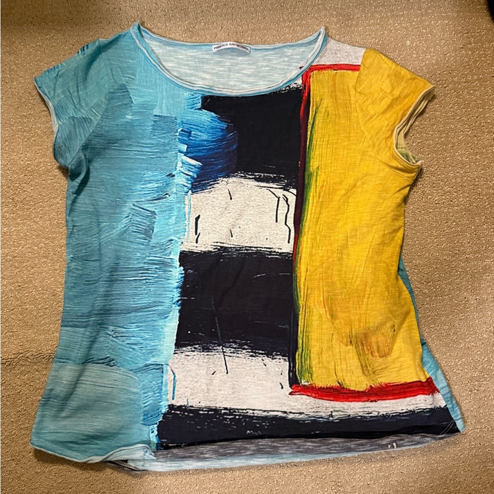 Abstract Multicolor Short Sleeve Women's Top